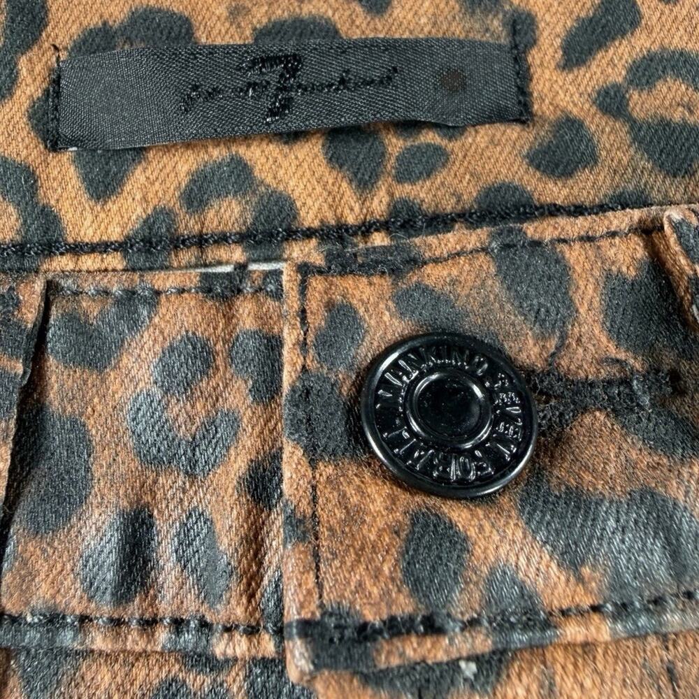7 For All Mankind Leopard Print Kick Flare Jeans SZ 26 Stretch Animal Crop NWOT - Picture 3 of 8